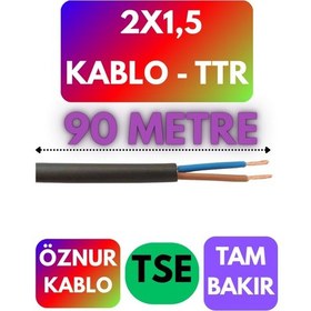 Resim Öznur 2x1,5 Ttr Kablo Siyah Metre Seçenekli - 90 Metre 