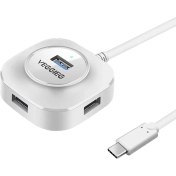Resim 4 Bağlantı Noktası USB Hub Multiport Splitter Adaptör Adaptör Genişleme Pc Dizüstü Bilgisayar Masaüstü.0 Beyaz 1m 