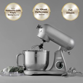 Resim Karaca Powercast Chef Döküm Stand Mikser Silver Mutfak Şefi 1800W 6,2 Lt 