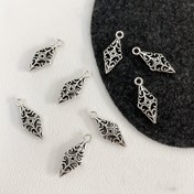 Resim 10/20 adet Çinko Alaşım Boş Geometrik Kolye Ucu Vintage Gümüş Rombus Süsler DIY Kolye Küpe Bilezik Takı Yapımı Malzemeleri 
