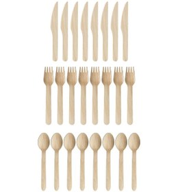 Resim Supertrend 24 Parça Doğa Dostu Ahşap Çatal Bıçak Kaşık Seti 