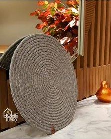 Resim Doğal Jüt Desenli Hasır Amerikan Servis Supla 33x33 Gri 