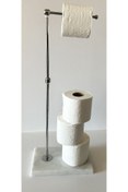 Resim bemdesign Mermer Tuvalet Kağıdı Standı Gümüş (25x15 Cm H: 60cm) 