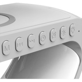 Resim Ally 15W Kablosuz Şarj Standlı Bluetooth hoparlör RGB Gece Lamba Çok Renkli 