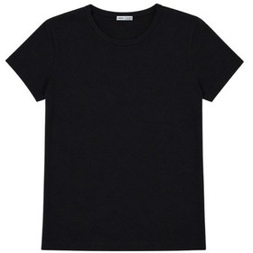 Resim Vadon 1003 Kadın Pamuklu Slim Fit Bisiklet Yaka Yumuşak Dokulu Basic T-shirt Siyah 