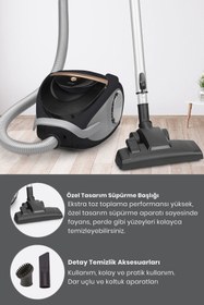Resim GOLDMASTER SpeedForce Çift Hepa Filtreli 2.5 L Geniş Hazneli Toz Torbasız 5 Yıl Garantili Elektrikli Süpürge 