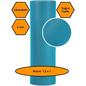 Resim Turkuaz Petek Mat Pvc Kaydırmaz Petek Paspas, 1,2x1 Metre 