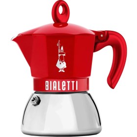 Resim Feyza Design Kırmızı Indüksiyon Mokapot, 4 Cup, Şık ve Pratik Kahve Demleme Aleti 