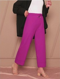 Resim Sevgi Butik Bağcık Detaylı Double Paça Pantolon Mürdüm 