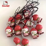 Resim 1pc Sanrio Hello Kitty Strawberry Cartoon Charm, Cute ABS Phone Pendant, Creative Mobile Accessory, Fun DIY Bag Decor, Perfect Birthday Gift for Friends 