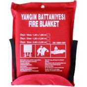 Resim fire blanket Özel Kumaşlı Yangın Battaniyesi Ebat (150 X 180) X 5 Adet 