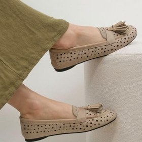 Resim Mio Gusto Hazel Bej Renk Püsküllü Kadın Loafer 