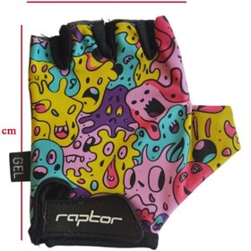 Resim SARİSSA BİSİKLET Raptor Çocuk Eldiveni Kısa Parmak Çocuk Bisiklet Eldiveni Silikon Jelli Canavar Desenli M Beden 