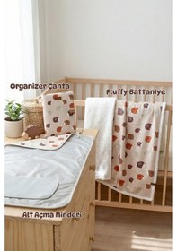 Resim Yenidoğan 3 Prç Anne Bebek Hediyesi Hastane Çıkışı Battaniye Alt Açma Çantası Organizer Set Urcin 