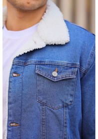 Resim Serseri Jeans Erkek Kürklü Kot Ceket İçi Kürklü Kot Ceket Buz Mavi 