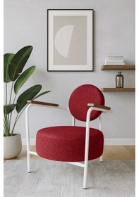 Resim Venüs Modern Berjer Soft Kumaş Metal Ayaklı Koltuk Ev & Ofis Kırmızı Kırmızı 