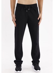 Resim Süper Koton Yumuşak Dokulu Esnek Bel Ayarlı Düz Paça Cepli Eşofman Altı Black 