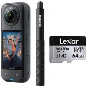 Resim İnsta360 X5 + Görünmez Çubuk + 64Gb Kartlı Kit (2 Yıl Türkiye Distribütör Garantili) 