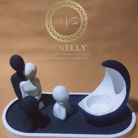 Resim Minelly Özel Tasarım | Siyah Beyaz Aile & Ay Işığı Seti 