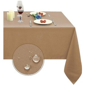 Resim Sıvı Geçirmez Dertsiz Keten Masa Örtüsü Vizon 