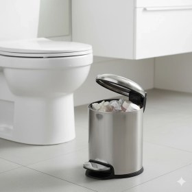 Resim System Banyo Aksesuarları Pedallı Çöp Kovası 5 L Parlak Nikel 31x23x20 cm 