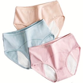 Resim 3'lü Kadınlar İçin Sızdırmaz Adet Külotu - Pastel Pembe/Mavi, Görünmez Kenar Tasarımlı Yumuşak ve Nefes Alabilen, Ağır Akış için Günlük ve Özel Günler İçin Şık Menstrual Külot 