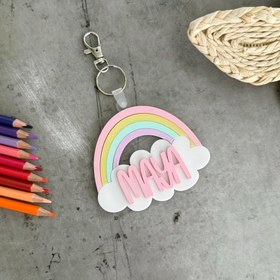 Resim Kişiselleştirilmiş Gökkuşağı Anahtarlık - Özel İsimli - Pastel Gökkuşağı Renkleri (Pembe, Turuncu, Sarı, Yeşil, Mavi, Mor) - Pastel Gökkuşağı Yazı - Istakoz Klips - Özel Baş Harfler veya İsim - /Noel Hediyesi - Sırt Çantası, Anahtar - Kişiselleştirilmiş /Noel Dekorasyonu - Pastel Gökkuşağı Kolye 