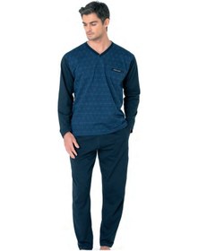 Resim Pierre Cardin 6110 Erkek Kuzun Kollu V Yaka Pijama Takımı-saks Saks 