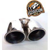 Resim 76 Mm. Tam Krom Paslanmaz Çiftli, Sağ Egzoz Eksoz Ucu. 