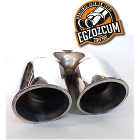 Resim 76 Mm. Tam Krom Paslanmaz Çiftli, Sağ Egzoz Eksoz Ucu. 
