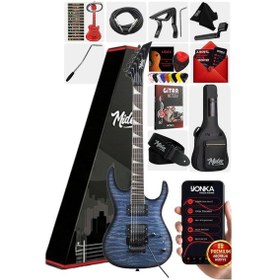 Resim Midex Crade Blue Rosewood Klavye Super Strat Kasa Hh Yüksek Kaliteli Elektro Gitar Mavi 