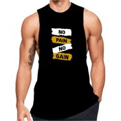 Resim Black İstanbul No Pain No Gain Baskılı Fitness Atleti 