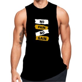 Resim Black İstanbul No Pain No Gain Baskılı Fitness Atleti 