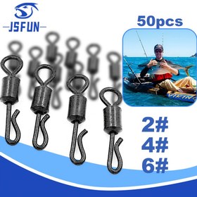 Resim 50 adet JSFUN Q-Şekilli Balıkçılık Döndürücü Bağlantı Elemanları - Tuzlu ve Tatlı Su Balıkçılığı için Ağır Hizmet Tipi Demir Döndürücü Bağlantı Elemanları, Koroziyona Dayanıklı, Güvenli Hattı Bağlama, Trolling ve Dökme için İdeal, Balıkçılık Aksesuarları, Şık Metalik Kaplama, Koroziyona Dayanıklı Malzeme 
