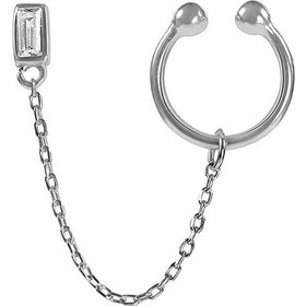 Resim Kuyumcudukkani Çift Özellik Kullanımlı Baget Taşlı Trend "ear Cuff"küpe-31149-w-w Beyaz 