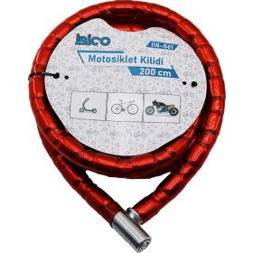 Resim My Best Store Tüp Anahtarlı Metal Kafa Çelik Motor - Bisiklet Kilit Silindirik Spiral Kilit Kırmızı 