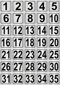 Resim Metal Kapı,masa,dolap Numarası 15cmX15cm 35 Adet (1..35) Gümüş Renk Metal 
