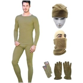 Resim Asker Kolisi Askeri Termal Içlik Takımı Polar Bere Boyunluk Eldiven Çorap Seti Asker Malzemeleri Haki 