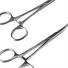 Resim Balık tutma, evcil hayvan tüyü alma ve dış mekan kullanımı için dayanıklı metal forseps - Hassas Düz/Kavisli Uçlu Hemostat Pense - Elektriksiz Profesyonel Paslanmaz Çelik Cımbız 1 adet 