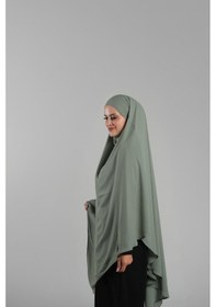 Resim Hürrem Bone Yağ Yeşili Pratik Hazır Geçmeli Tesettür Eşarp Krep Bağcıklı Sufle Hijab 2313 36 