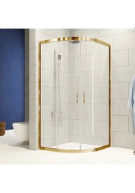 Resim Durul Duşakabin Oval Altın Profil 5mm Şeffaf Cam Yükseklik 190 Cm Altın 