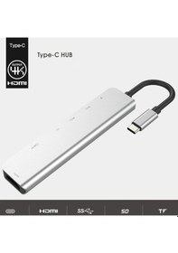 Resim Ally Usb Type-c To 7in1 Hdtv 2xusb+pd Sd&tf Okuyucu Hub Adaptör Çoklayıcı- 5775 