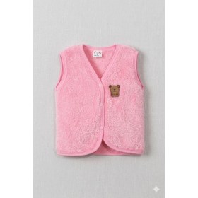 Resim HaanBebe Unisex Bebek Ayıcık Detaylı Polar Pelüş Yelek (3 Renk Seçeneği) Kahverengi/ekru/pembe 