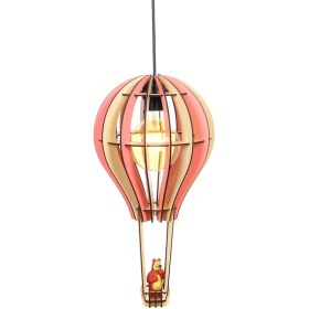 Resim Hü Ma Tasarım ve Aksesuar Çocuk Genç Odası Için Doğal Ahşap Mdf 3D Puzzle Lazer Uçan Balon Avize - Biblo Ampul Dahil Değildir 