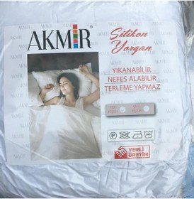 Resim Yorgan Silikon Akmr Tek Kişilik Model Beyaz Pamuklu Kumaş Hijyenik Paket El Yapım 