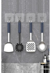 Resim 4 Adet Kendinden Yapışkanlı Kapı Duvar Askısı Kancası, Güçlü Yapışkanlı Şeffaf Askı, Yapışkanlı Askı Renkli 