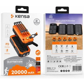 Resim Kensa 20000 Mah Solar Powerbank Güneş Enerjili Taşınabilir Şarj Cihazı - Dahili Kablolu, Hızlı Şarj, Outdoor Uyumlu 
