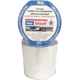 Resim Bant Evi Ziftli Bitüself Su Yalıtımı Bandı 10cmx10mt Alüminyum Kaplı Alubütil Bitüm Araç ve Çatı izolasyon Bant 