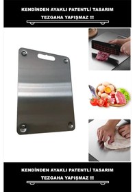 Resim 2 Adet Küçük Boy-paslanmaz Çelik Kesme Tahtası- Aayaklı-304 