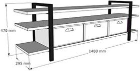 Resim Woodface Lucca Doğal Ahşap Televizyon Sehpası ve Ünitesi 148x30 Masif Dekoratif Metal Ayaklı 